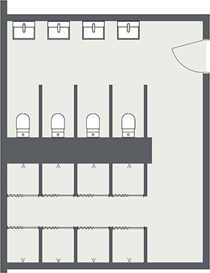 Layout for community bathroom